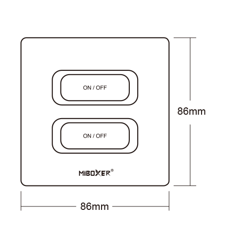 Zwarte draadloze LED Wanddimmer 2-voudige slimme schakelaar 2.4Ghz - ESR2T
