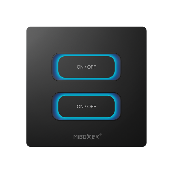 Zwarte draadloze LED Wanddimmer 2-voudige slimme schakelaar (TUYA, Zigbee 3.0 + 2.4G) - ESZ2