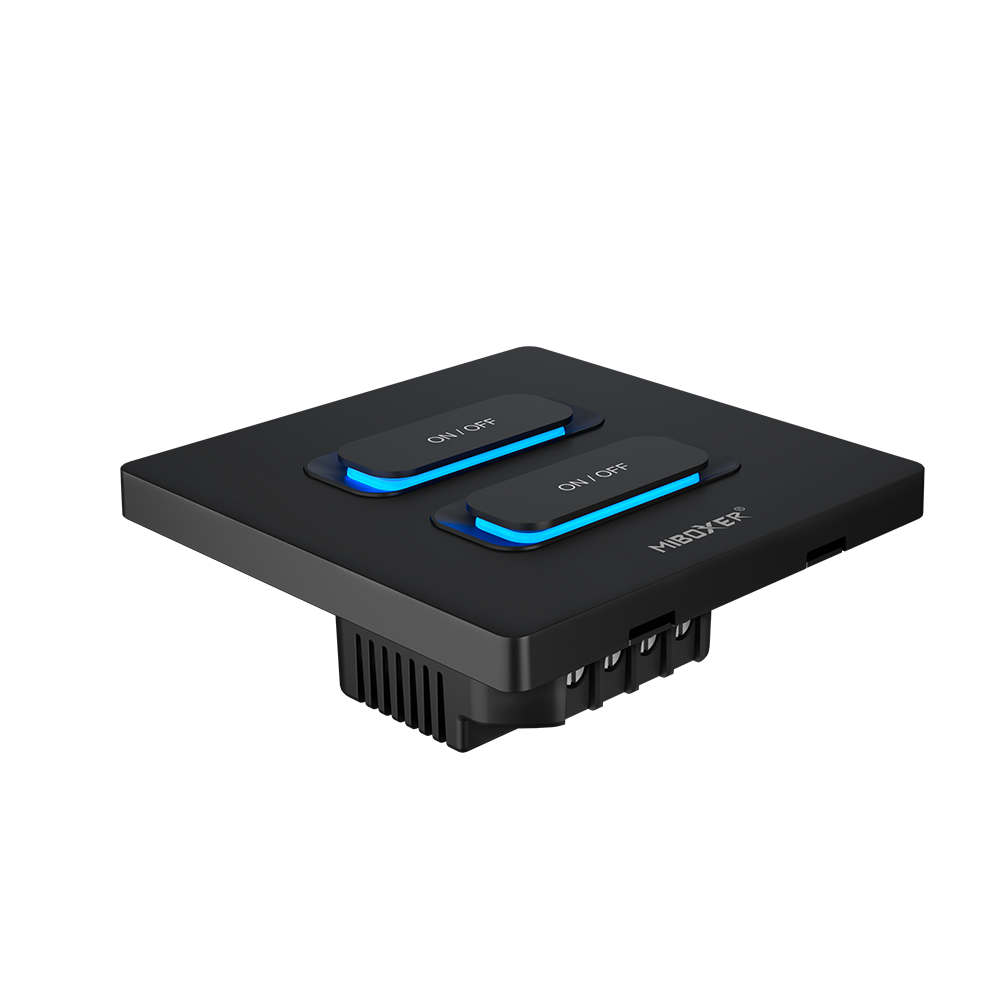 Zwart Wand Paneel 2-voudige slimme schakelaar (Zigbee 3.0 + 2.4G)