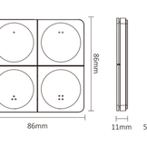 4-voudig draadloos LED Wanddimmer - WIT K4
