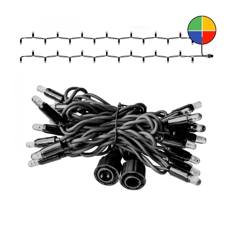 LED Eindstuk Verlichting – 2x1,5m | RGBY Kleuren | Zwart Snoer | 230V IP65