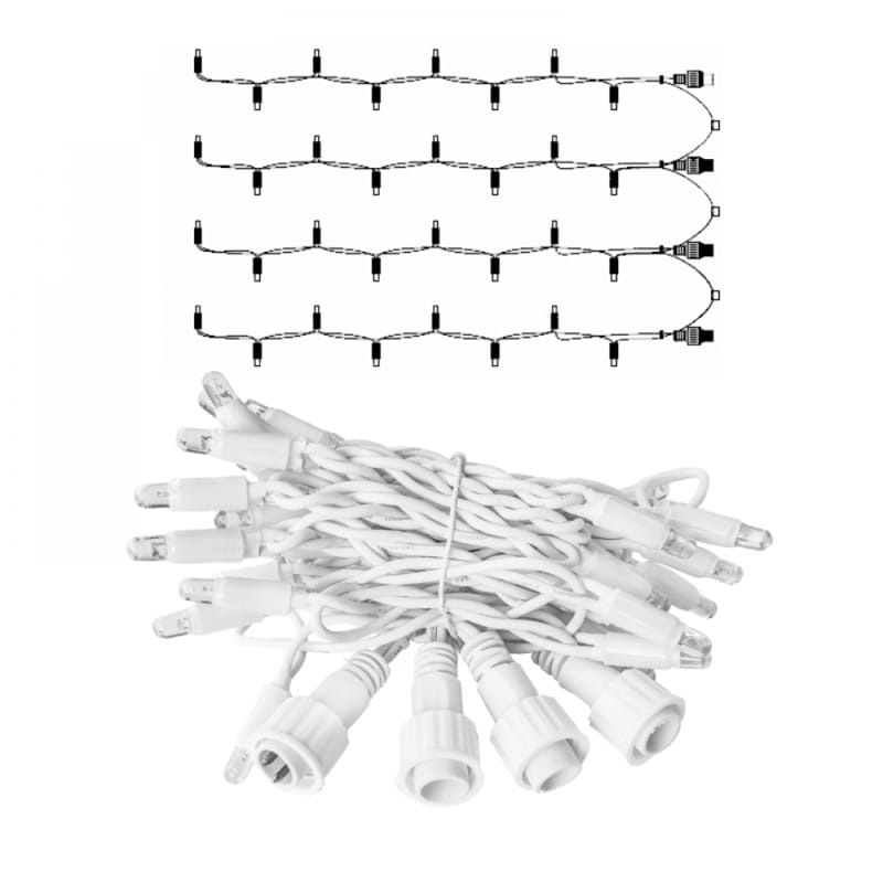 LED Eindstuk Verlichting – 4x0,8m | 6500K Koud Wit | Wit Snoer | 230V IP65