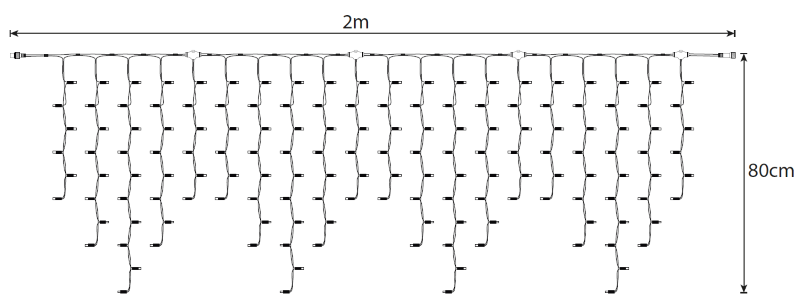 LED ijspegelverlichting 2x0,8m – 3000K & Flikkerend WW – Wit snoer – 230V IP65
