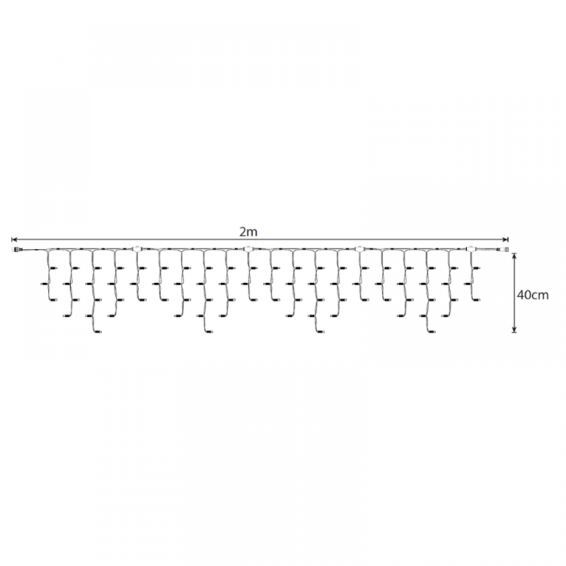 LED IJspegelverlichting 2x0,4m – RGBY Kleuren – Zwart Snoer – IP65 – 230V Pro Systeem