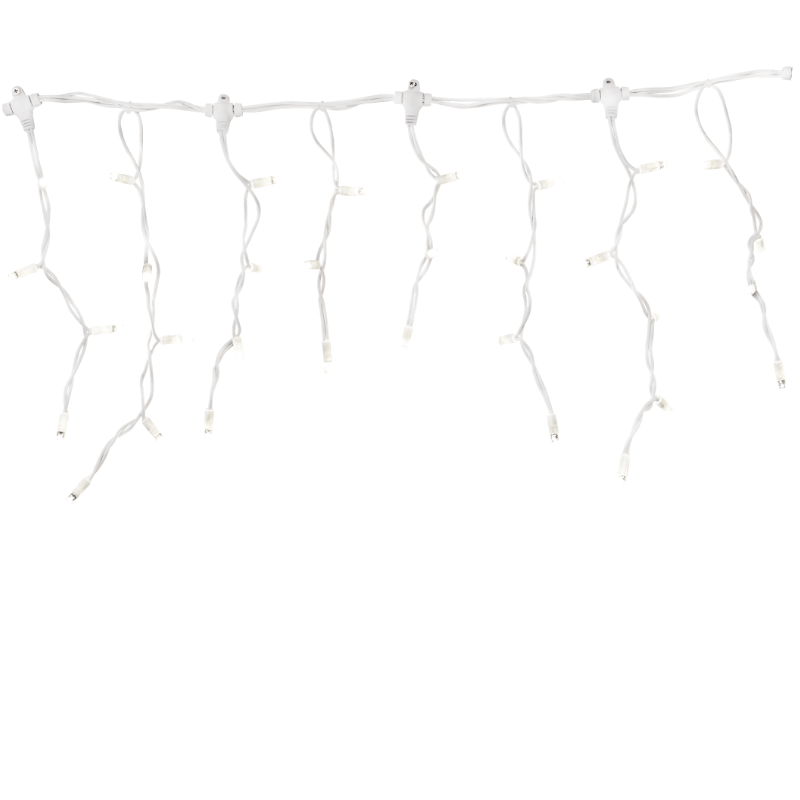 LED ijspegel kerstverlichting 2x0,4m – Warm wit 2400K – Wit snoer – 230V systeem (IP65)