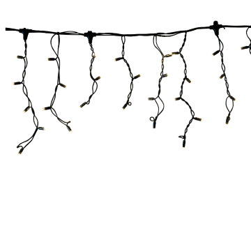 LED ijspegels kerstverlichting 2x0,4m – Warm wit 2400K – Zwart snoer – 230V systeem (IP65)