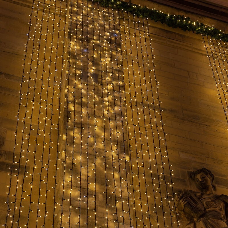 LED kerstlichtsnoer 10 meter – 2400K warm wit + flits CW – Wit snoer – 230V systeem (IP65)