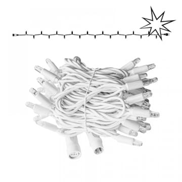 LED kerstlichtsnoer 10 meter – 2400K warm wit + flits CW – Wit snoer – 230V systeem (IP65)