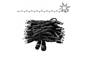 LED kerstlichtsnoer 10 meter – 2400K warm wit + flits CW – Zwart snoer – 230V systeem (IP65)