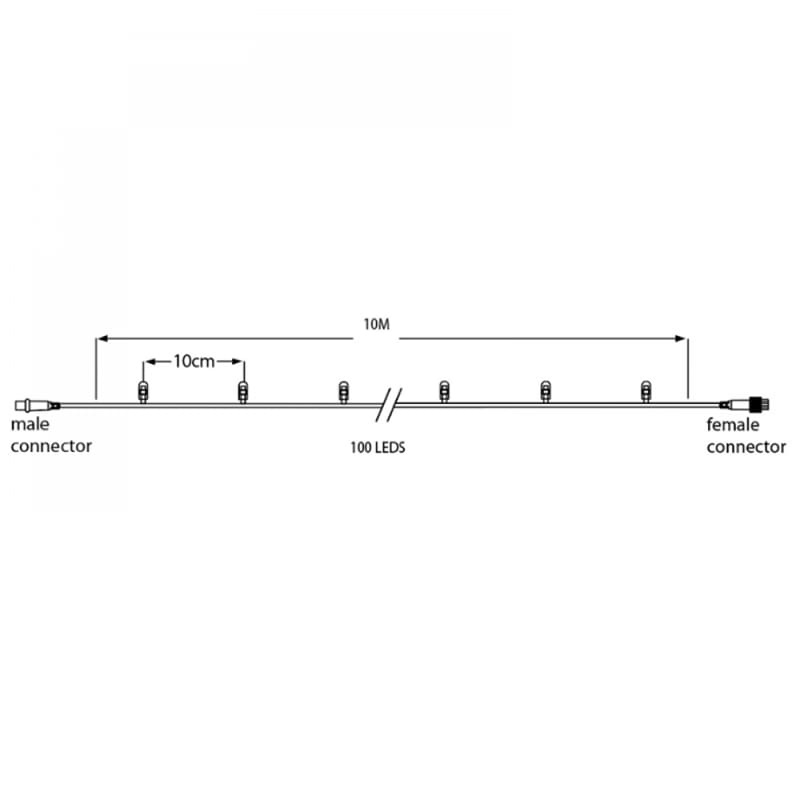 LED kerstlichtsnoer 6 meter – Warm wit 2400K + flits – Wit snoer – 230V systeem (IP65)