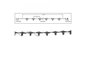 Hoofdkabel kerstverlichting Zwart – 240 cm – 24 aansluitingen – voor uitbreidbare LED verlichting