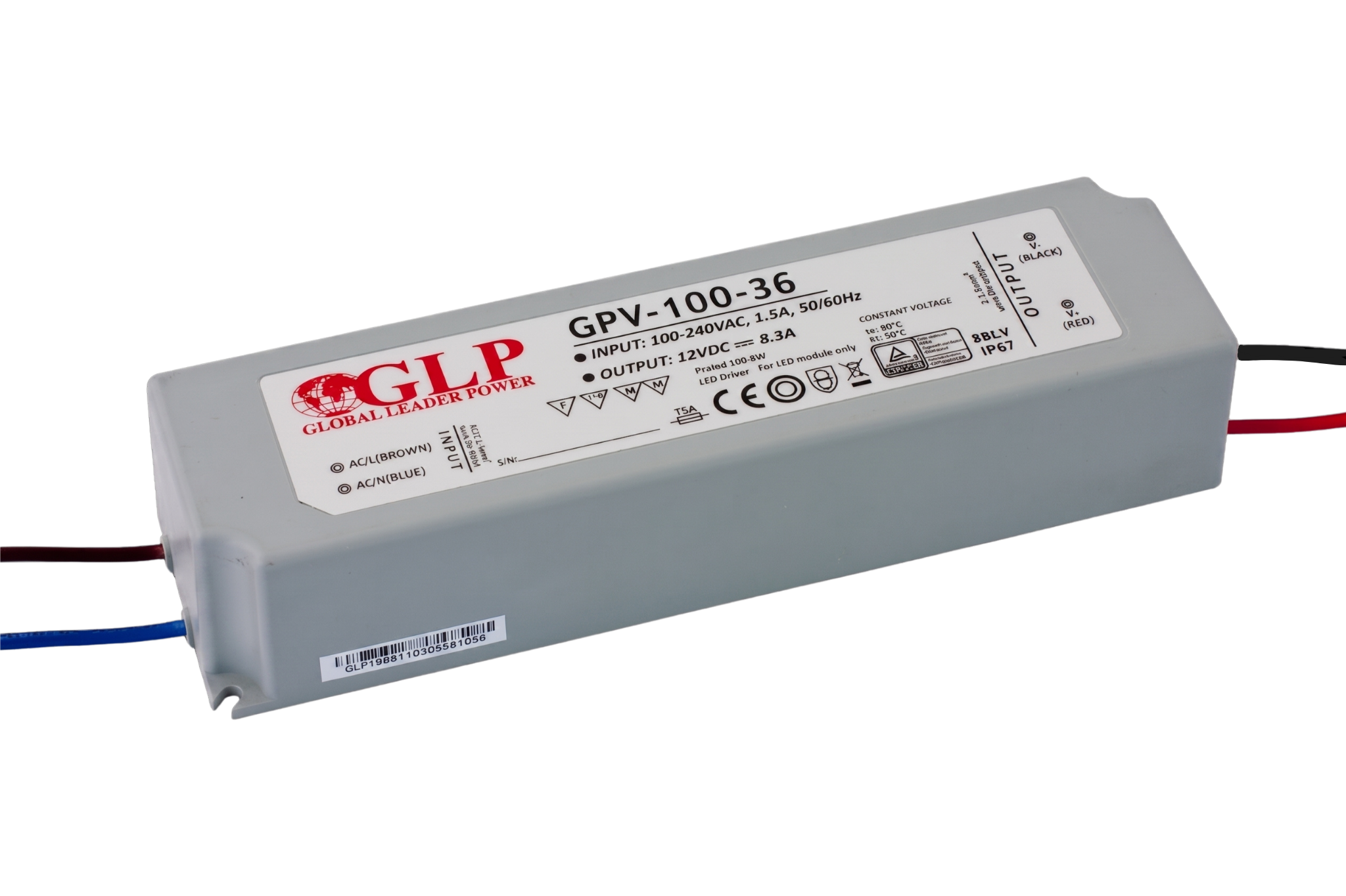 LED voeding 100 watt 36 volt – IP67 waterdicht – GLP GPV-100-36
