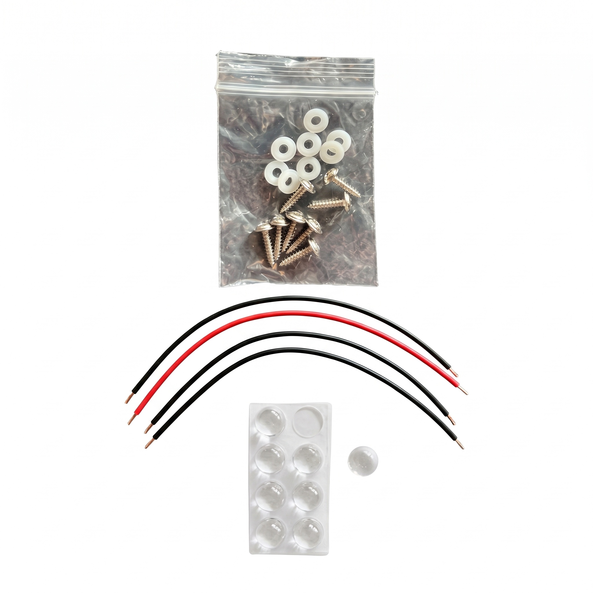 LED Sheet 3000K -aansluit kabel- rubbere montage pads - Schroefjes & ringen