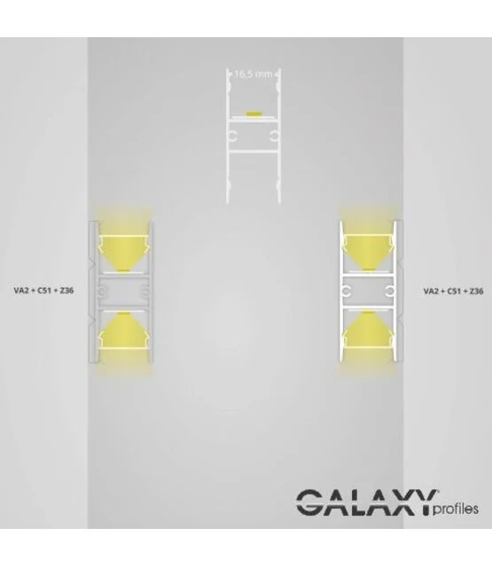 LED strip profiel Up Down - 2 meter met cover 46 mm x 18.5 mm - VA2 ALU