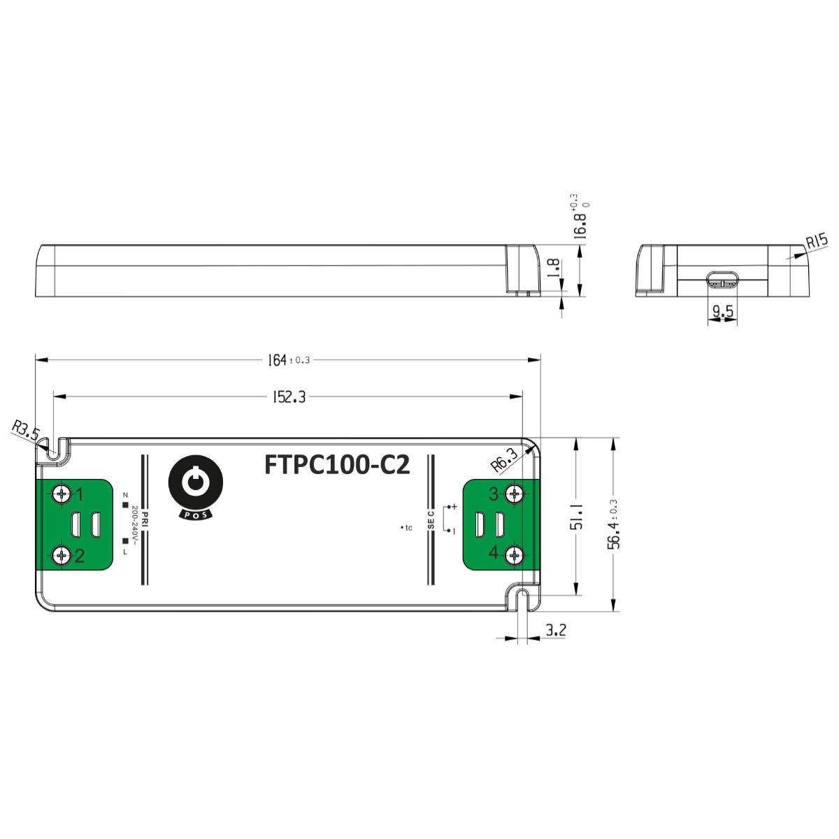 LED driver 100 watt 24 volt 4.17 ampere - IP20 - compact - FTPC100V24-C2