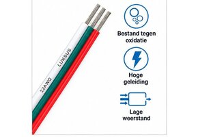 3 aderige LED aansluitkabel 3-polig - 0,5 mm2 1 meter - voor dual white LED strips