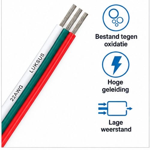 3 aderige LED aansluitkabel 3-polig - 0,5 mm2 1 meter - voor dual white LED strips