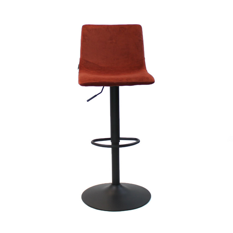 Tabouret de bar velours Frenkie cuivre 60-76 cm