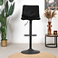 Tabouret de bar velours Frenkie noir 60-76 cm