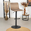Tabouret de bar velours Frenkie taupe 60-76 cm