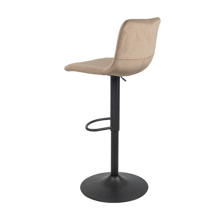 Tabouret de bar velours Frenkie taupe 60-76 cm
