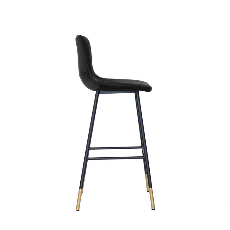 Tabouret de bar Mikky noir velours 65-78 cm