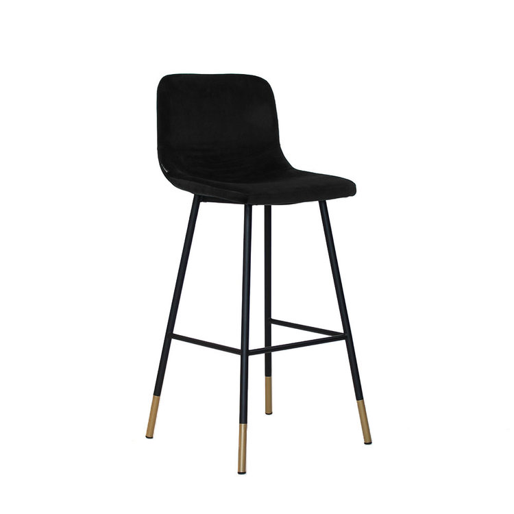 Tabouret de bar Mikky noir velours 65-78 cm