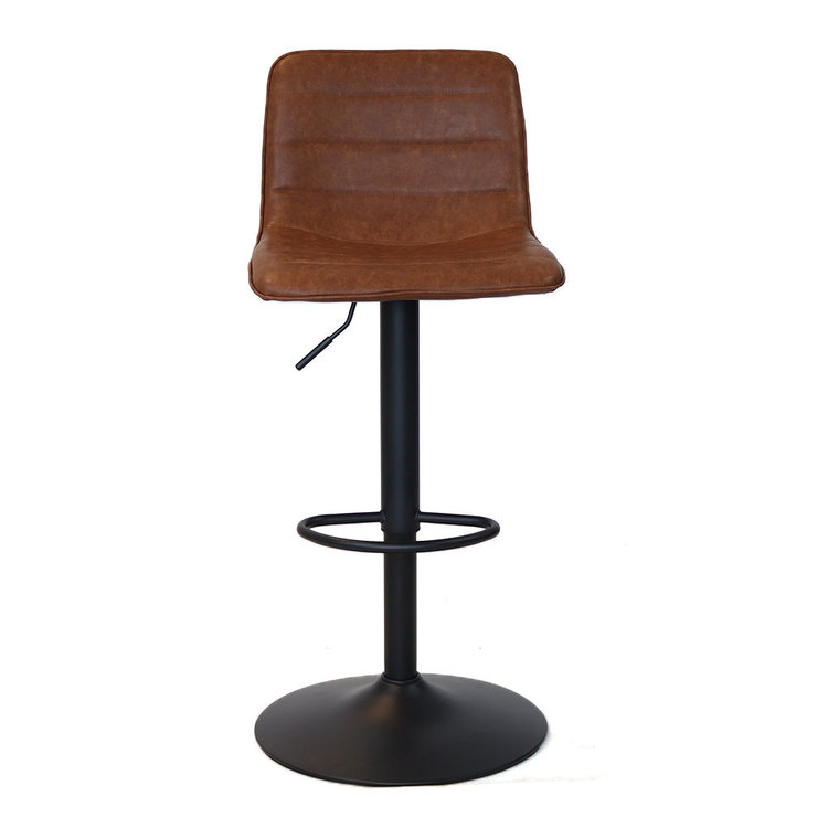 Tabouret de bar industriel Boston cuir Cognac 60 - 76 cm - pivotant