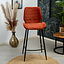 Tabouret de bar velours Toby cuivre 71 cm