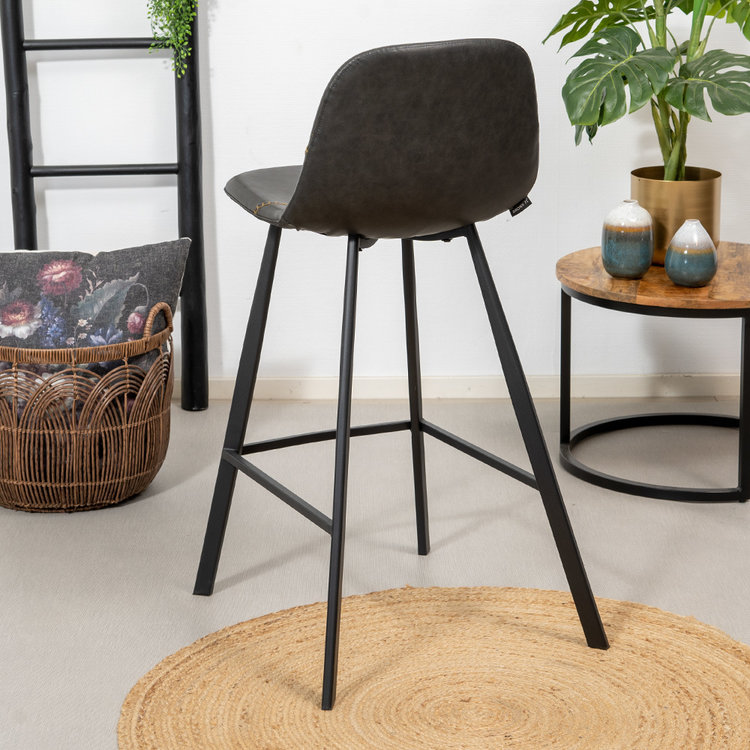 Tabouret de bar industriel Logan anthracite éco-cuir 70 cm