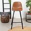 Tabouret de bar industriel Logan cognac éco-cuir 70 cm