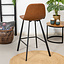Tabouret de bar industriel Logan cognac éco-cuir 70 cm