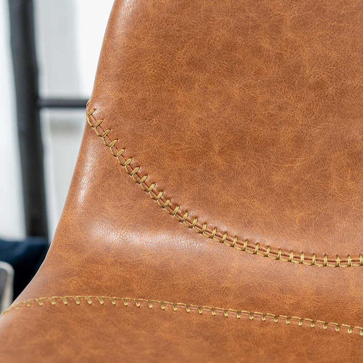 Tabouret de bar industriel Logan cognac éco-cuir 70 cm