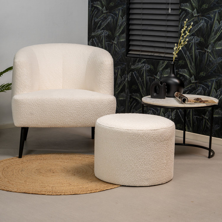 Pouf bouclette Nora blanc