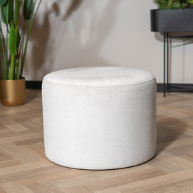 Pouf scandinave Myles tissu chiné blanc