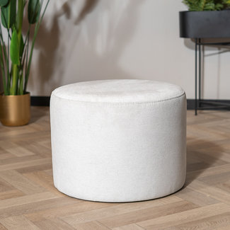 Pouf scandinave Myles tissu chiné blanc
