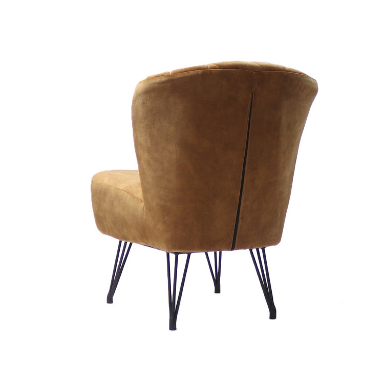Fauteuil velours Else cognac
