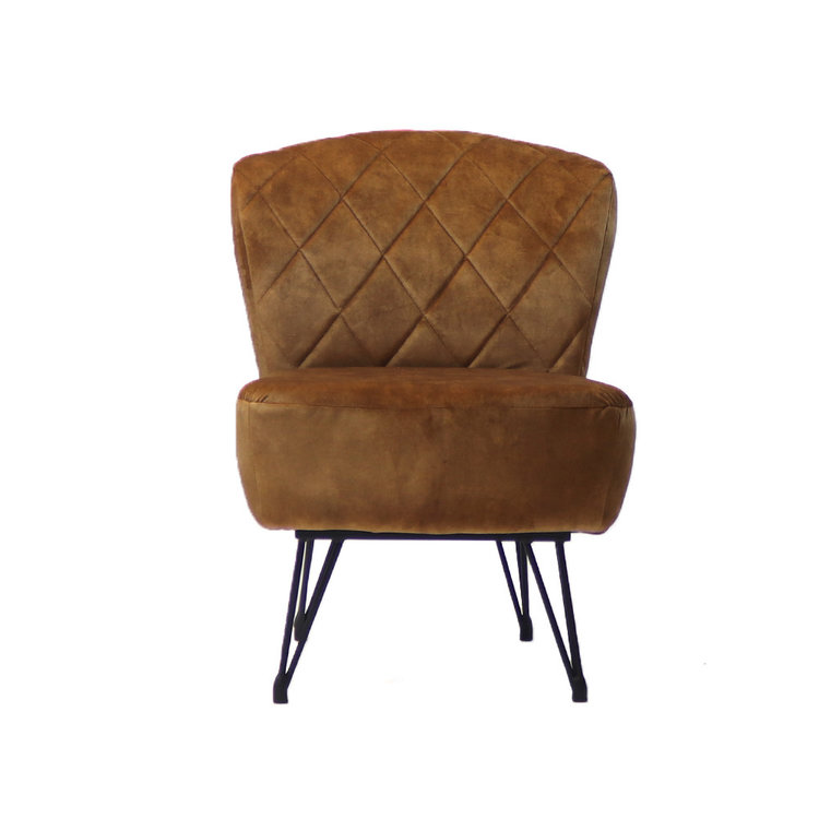 Fauteuil velours Else cognac