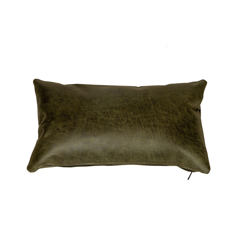 Coussin Kyla eco-cuir vert  25 x 45 cm