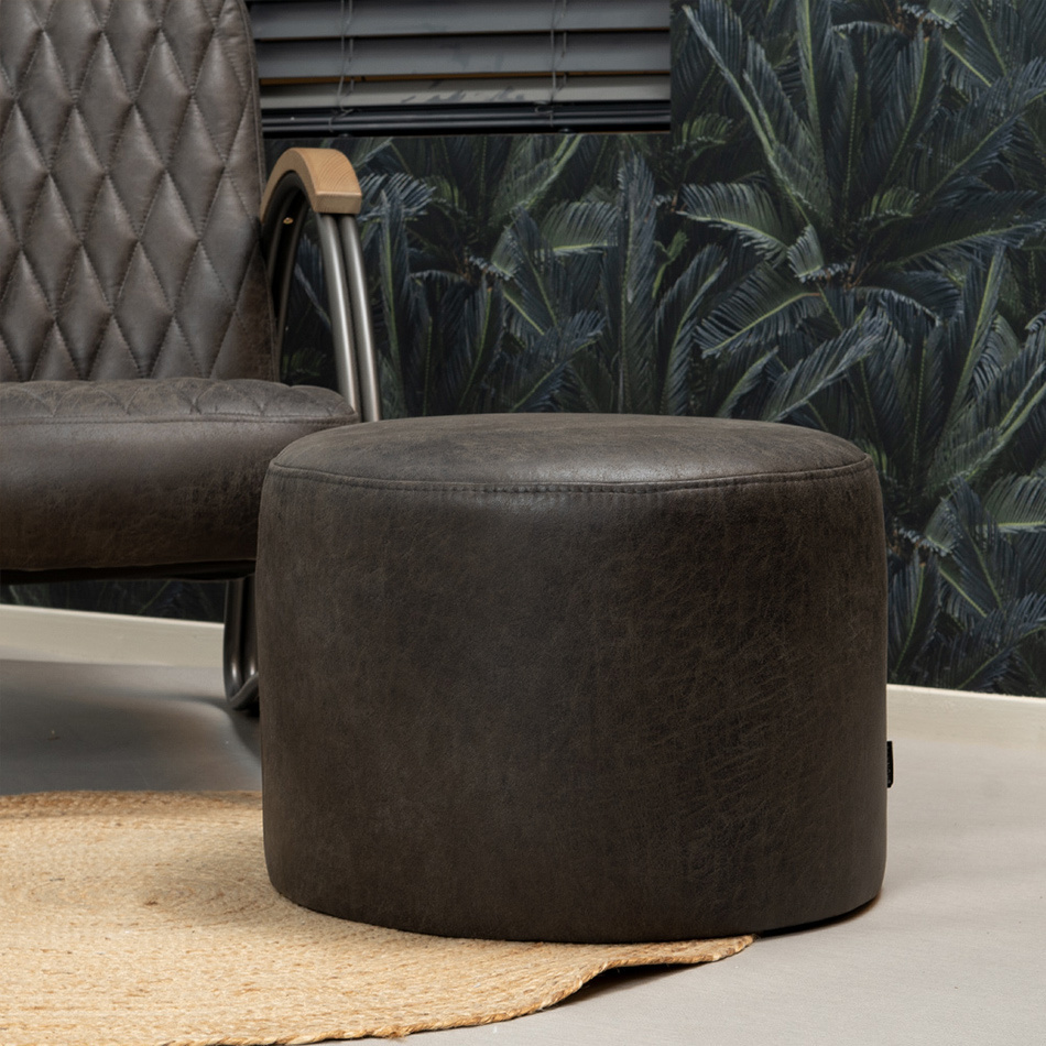 Pouf éco-cuir Kyla anthracite
