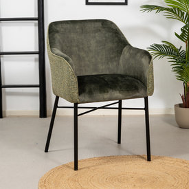 Chaise de salle à manger velours et tissu Chicago vert