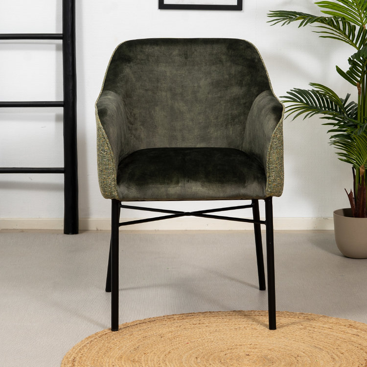 Chaise de salle à manger velours et tissu Chicago vert