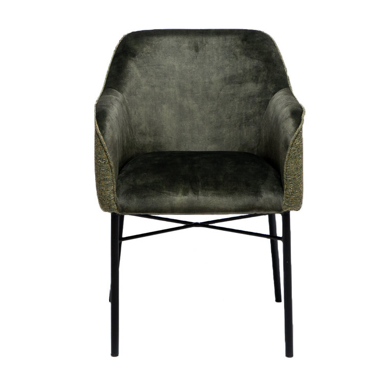 Chaise de salle à manger velours et tissu Chicago vert