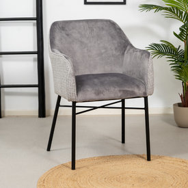 Chaise de salle à manger velours et tissu Chicago gris