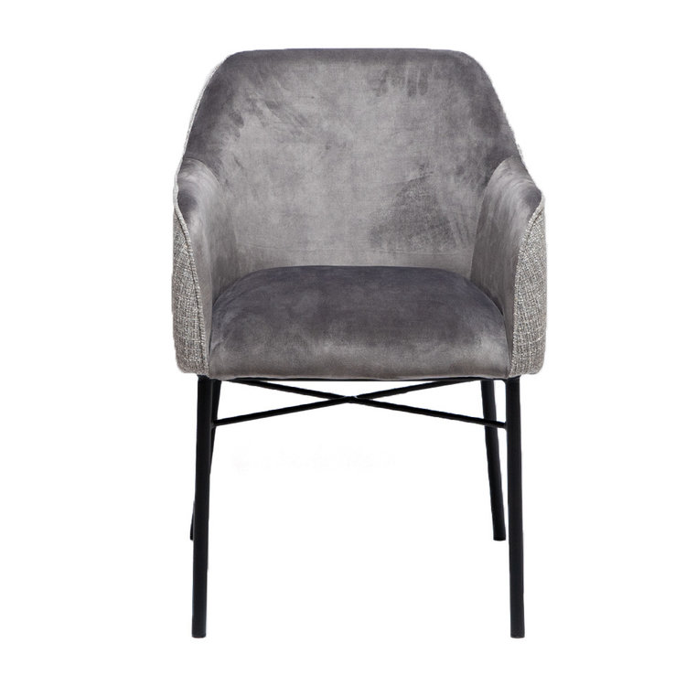 Chaise de salle à manger velours et tissu Chicago gris