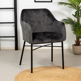 Chaise de salle à manger velours et tissu Chicago anthracite