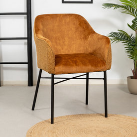 Chaise de salle à manger velours et tissu Chicago jaune