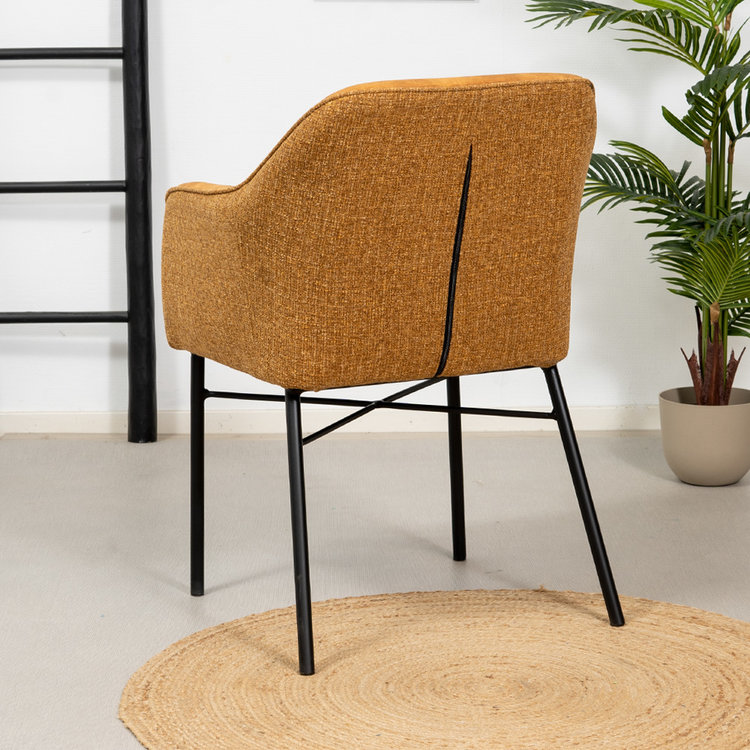 Chaise de salle à manger velours et tissu Chicago jaune