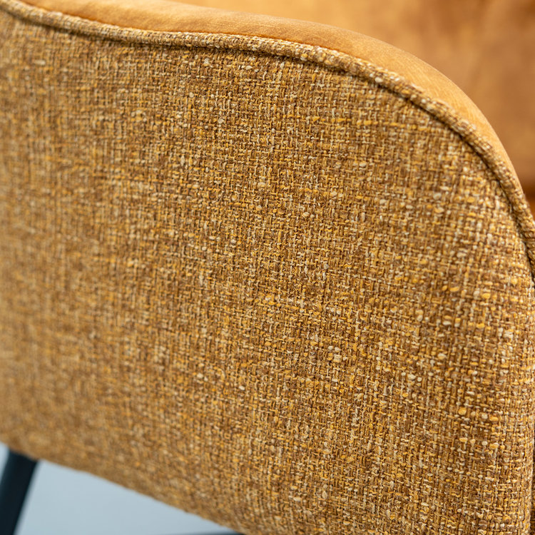 Chaise de salle à manger velours et tissu Chicago jaune