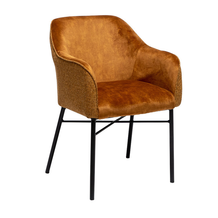 Chaise de salle à manger velours et tissu Chicago jaune